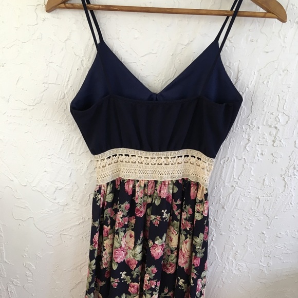 Navy and Floral Dress. Sexy and cute! - Picture 3 of 5